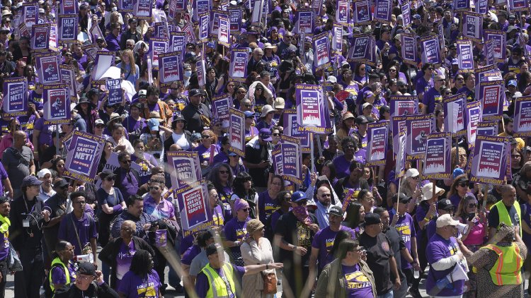 On May Day, U.S. demonstrators gather to protest against Trump's policies